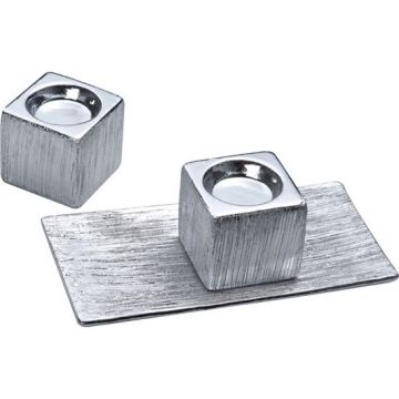 Tabaklı ikili tealight mumluk set.